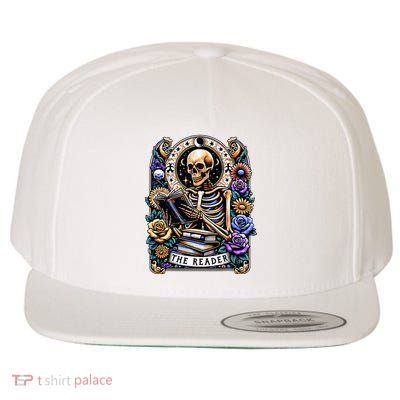 The Reader Tarot Card Halloween Reading Skeleton Wool Snapback Cap