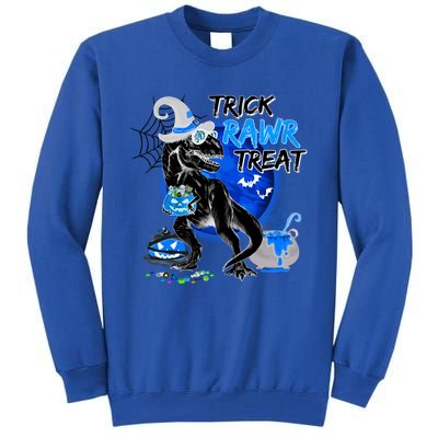 Trick Rawr Treat Scary Witch Dinosaur Pumpkin Cute Halloween Gift Tall Sweatshirt