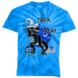 Trick Rawr Treat Scary Witch Dinosaur Pumpkin Cute Halloween Gift Kids Tie-Dye T-Shirt