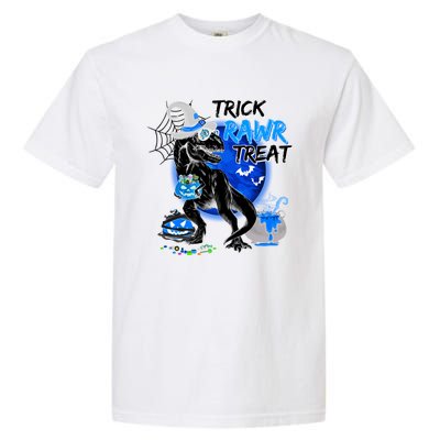 Trick Rawr Treat Scary Witch Dinosaur Pumpkin Cute Halloween Gift Garment-Dyed Heavyweight T-Shirt