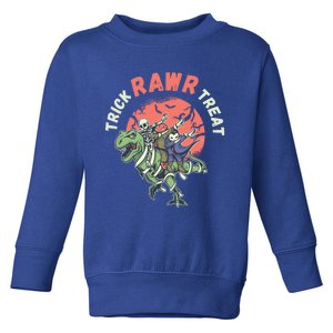 Trick Rawr Treat Skeleton Trex Dino Gift Toddler Sweatshirt