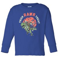 Trick Rawr Treat Skeleton Trex Dino Gift Toddler Long Sleeve Shirt