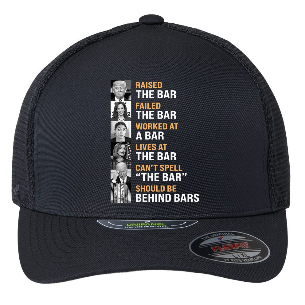 Trump Raised The Bar Harris Failed The Bar Flexfit Unipanel Trucker Cap