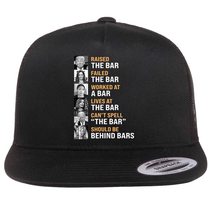 Trump Raised The Bar Harris Failed The Bar Flat Bill Trucker Hat