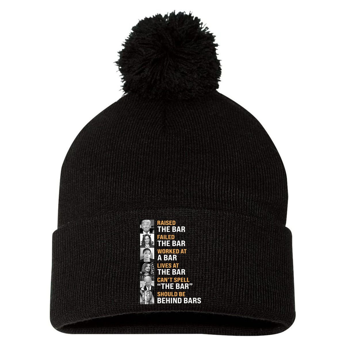 Trump Raised The Bar Harris Failed The Bar Pom Pom 12in Knit Beanie