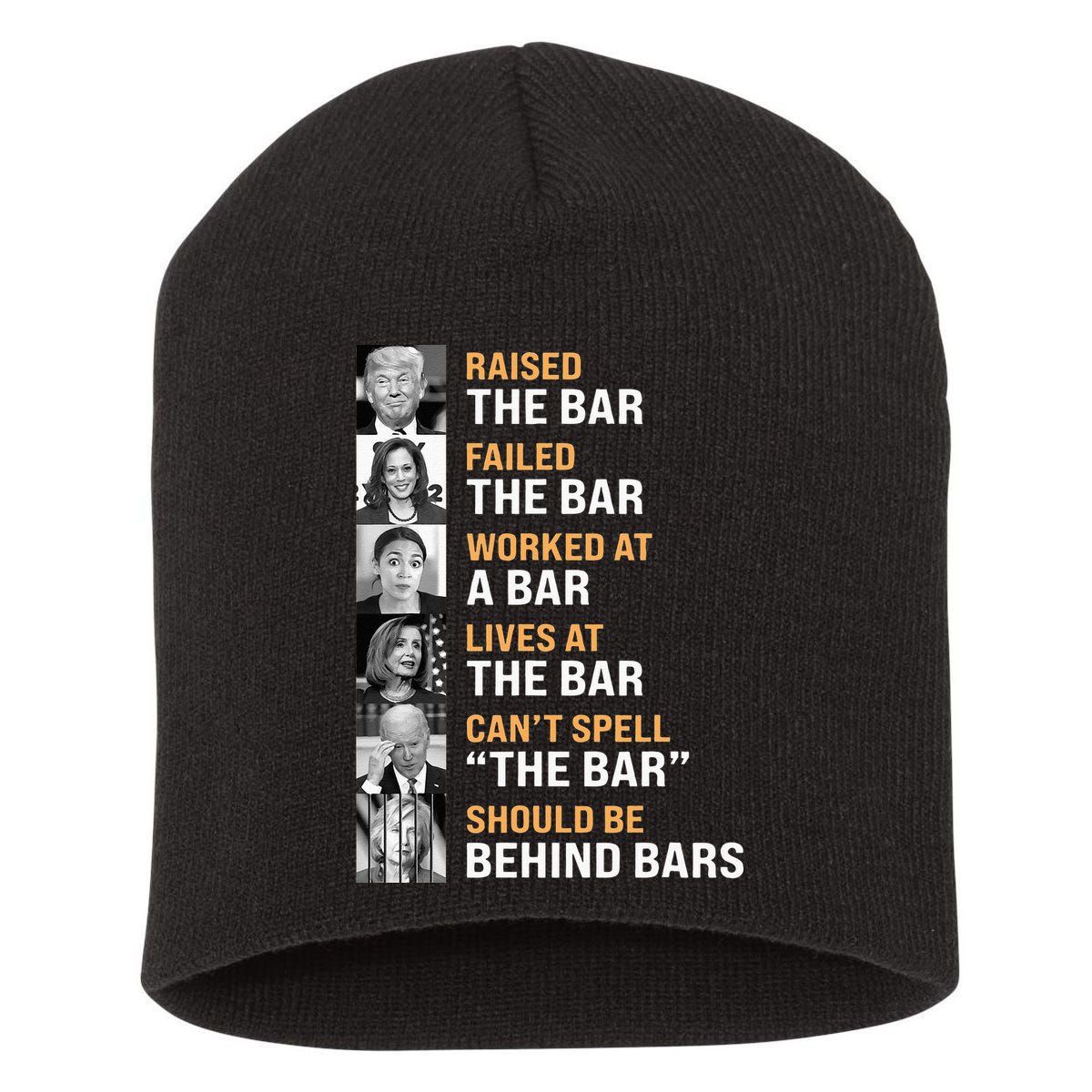 Trump Raised The Bar Harris Failed The Bar Short Acrylic Beanie