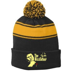 The Rizzfather The Rizzler Godfather Funny Meme Stripe Pom Pom Beanie