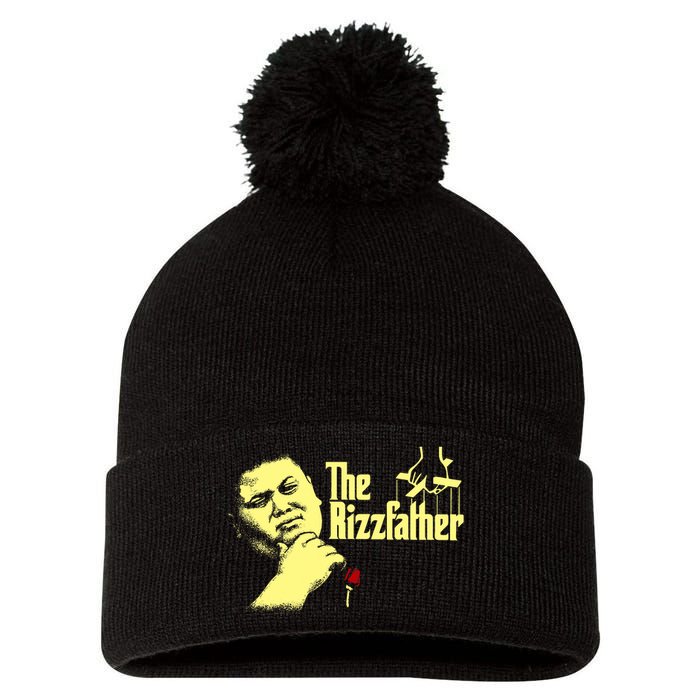 The Rizzfather The Rizzler Godfather Funny Meme Pom Pom 12in Knit Beanie