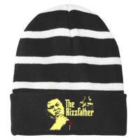 The Rizzfather The Rizzler Godfather Funny Meme Striped Beanie with Solid Band