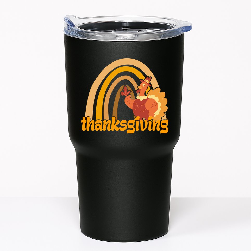 Thanksgiving Rainbow Turkey Holiday Cute Tumbler