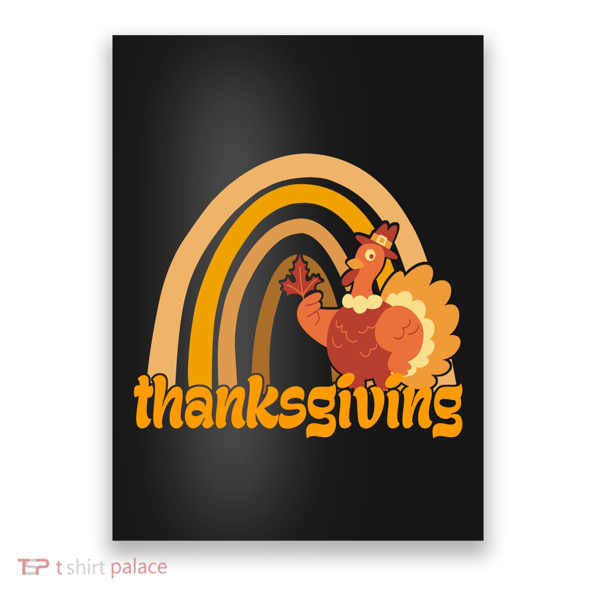 Thanksgiving Rainbow Turkey Holiday Cute Poster