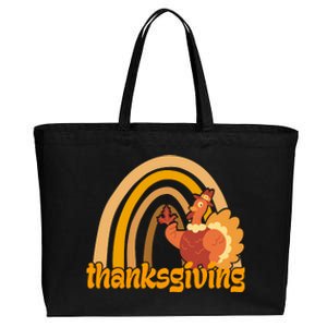 Thanksgiving Rainbow Turkey Holiday Cute Cotton Canvas Jumbo Tote