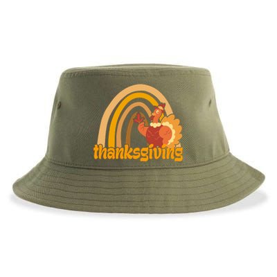 Thanksgiving Rainbow Turkey Holiday Cute Sustainable Bucket Hat