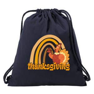 Thanksgiving Rainbow Turkey Holiday Cute Drawstring Bag