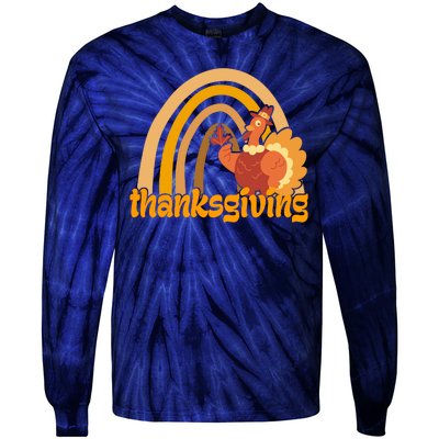 Thanksgiving Rainbow Turkey Holiday Cute Tie-Dye Long Sleeve Shirt