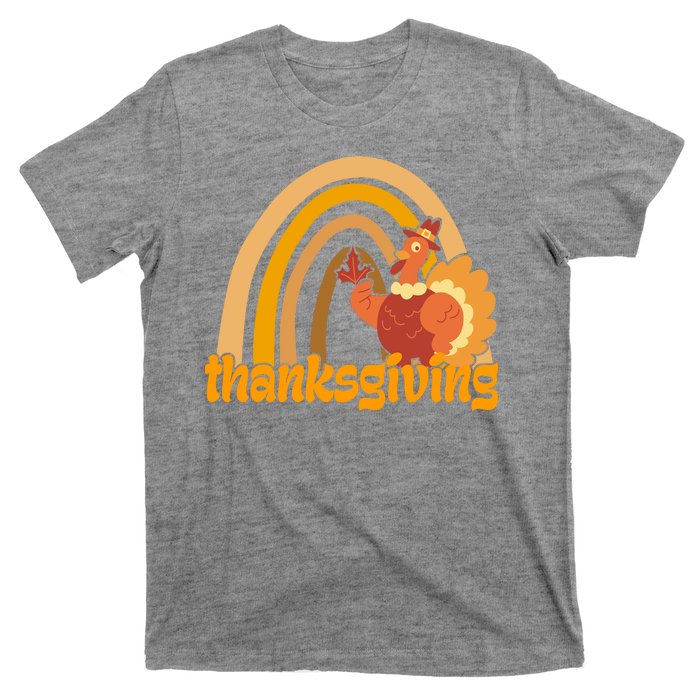 Thanksgiving Rainbow Turkey Holiday Cute T-Shirt