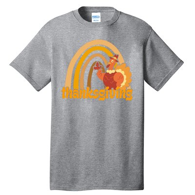 Thanksgiving Rainbow Turkey Holiday Cute Tall T-Shirt