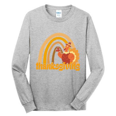 Thanksgiving Rainbow Turkey Holiday Cute Tall Long Sleeve T-Shirt