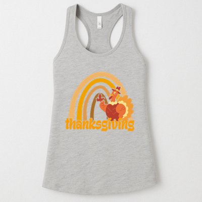 Thanksgiving Rainbow Turkey Holiday Cute Womens Tank Top