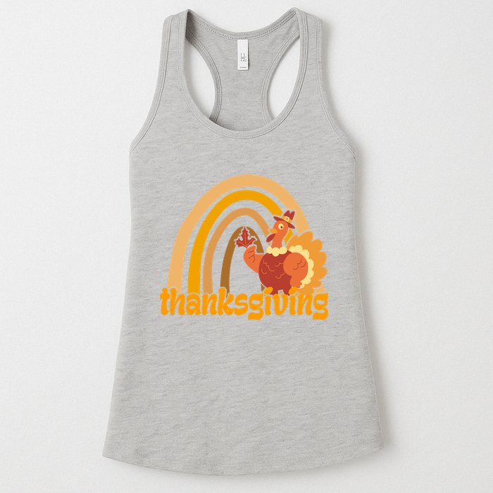 Thanksgiving Rainbow Turkey Holiday Cute Womens Tank Top