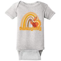 Thanksgiving Rainbow Turkey Holiday Cute Baby Bodysuit