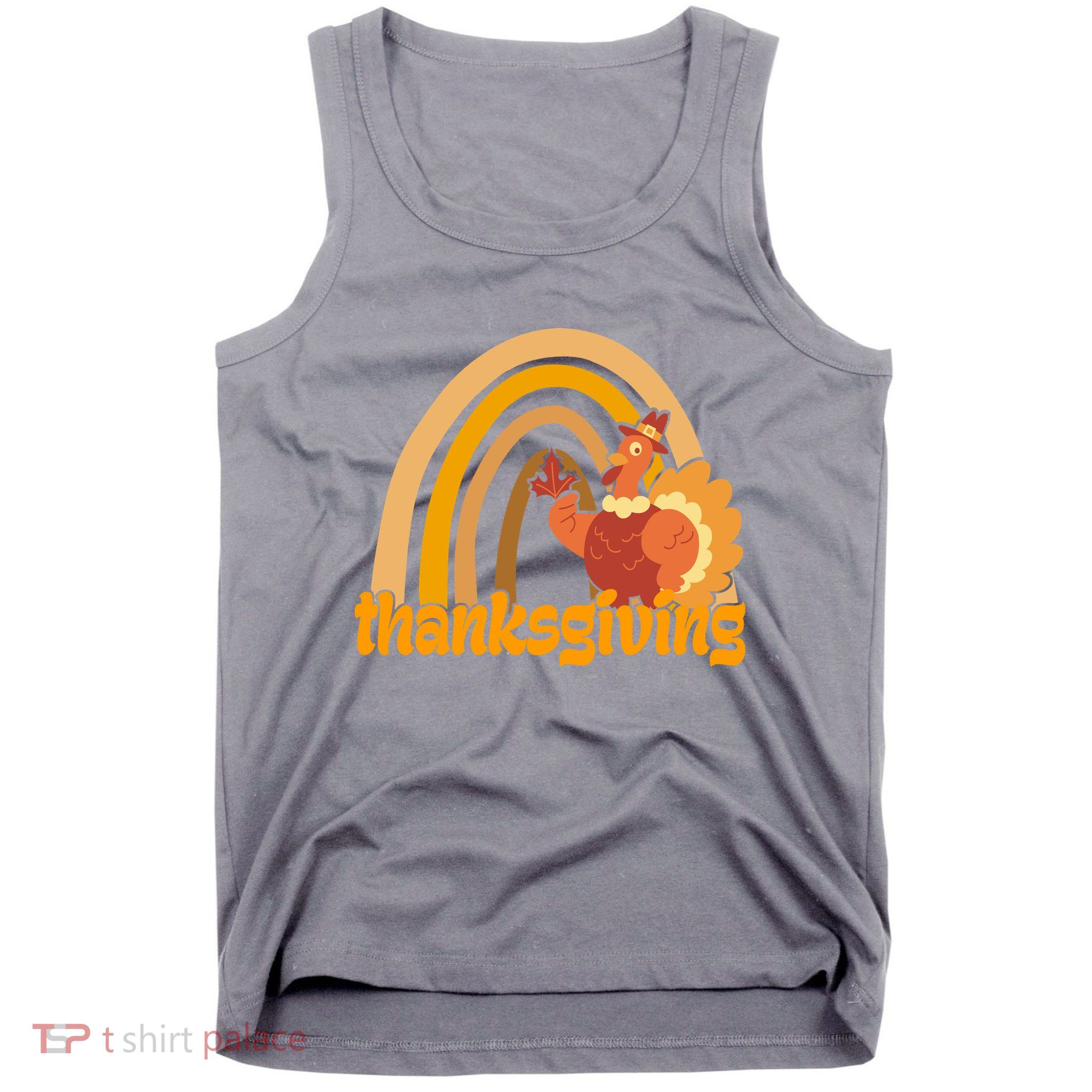 Thanksgiving Rainbow Turkey Holiday Cute Tank Top