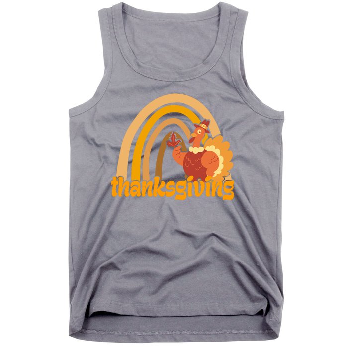 Thanksgiving Rainbow Turkey Holiday Cute Tank Top