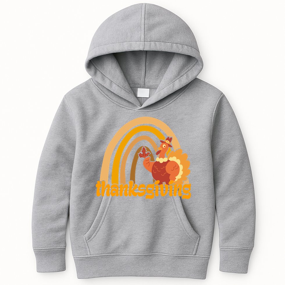 Thanksgiving Rainbow Turkey Holiday Cute Kids Hoodie