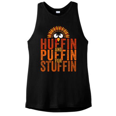 Thanksgiving Run Turkey Trot Huffin And Puffin For Stuffin Ladies PosiCharge Tri-Blend Wicking Tank