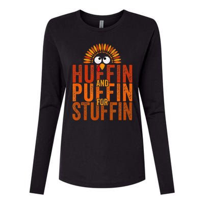 Thanksgiving Run Turkey Trot Huffin And Puffin For Stuffin Womens Cotton Relaxed Long Sleeve T-Shirt