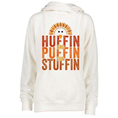 Thanksgiving Run Turkey Trot Huffin And Puffin For Stuffin Womens Funnel Neck Pullover Hood