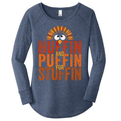 Thanksgiving Run Turkey Trot Huffin And Puffin For Stuffin Women's Perfect Tri Tunic Long Sleeve Shirt