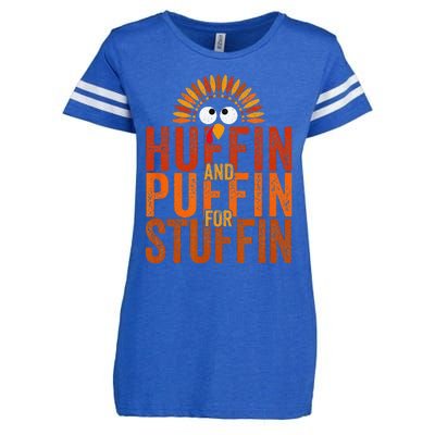 Thanksgiving Run Turkey Trot Huffin And Puffin For Stuffin Enza Ladies Jersey Football T-Shirt