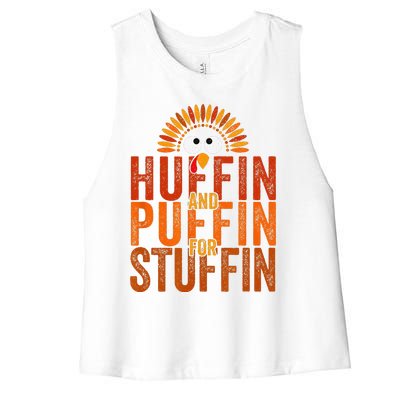 Thanksgiving Run Turkey Trot Huffin And Puffin For Stuffin Women's Racerback Cropped Tank