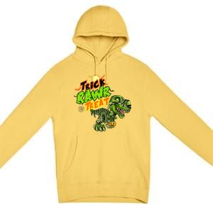 Trick Rawr Treat Dinosaur Pumpkin Halloween Gift Premium Pullover Hoodie