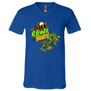 Trick Rawr Treat Dinosaur Pumpkin Halloween Gift V-Neck T-Shirt