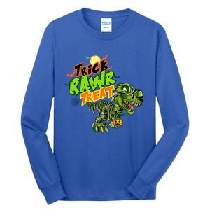 Trick Rawr Treat Dinosaur Pumpkin Halloween Gift Tall Long Sleeve T-Shirt