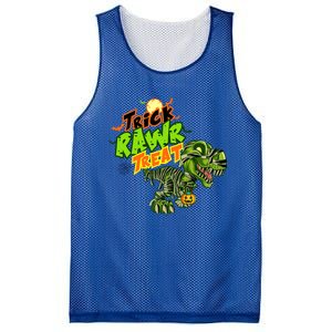 Trick Rawr Treat Dinosaur Pumpkin Halloween Gift Mesh Reversible Basketball Jersey Tank