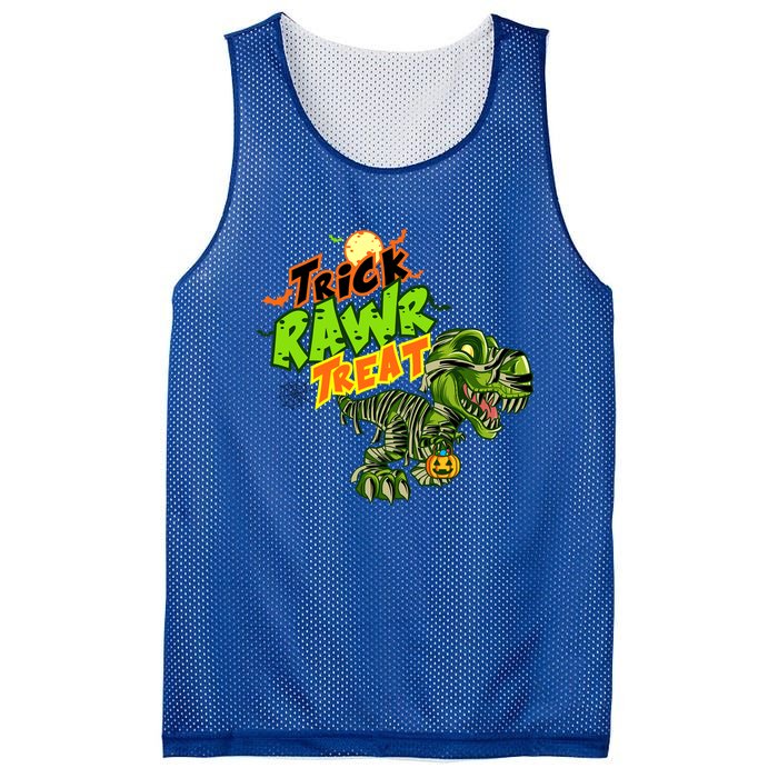 Trick Rawr Treat Dinosaur Pumpkin Halloween Gift Mesh Reversible Basketball Jersey Tank