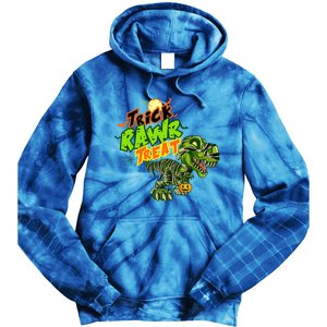 Trick Rawr Treat Dinosaur Pumpkin Halloween Gift Tie Dye Hoodie