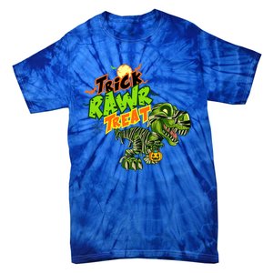 Trick Rawr Treat Dinosaur Pumpkin Halloween Gift Tie-Dye T-Shirt