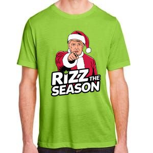 Trump Rizz The Season Funny Xmas With Santa Hat Adult ChromaSoft Performance T-Shirt