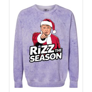 Trump Rizz The Season Funny Xmas With Santa Hat Colorblast Crewneck Sweatshirt