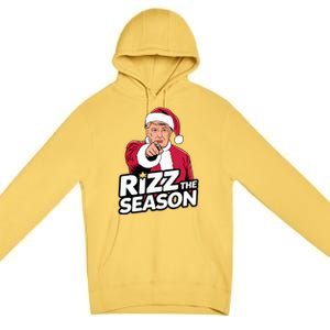 Trump Rizz The Season Funny Xmas With Santa Hat Premium Pullover Hoodie