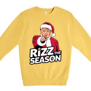 Trump Rizz The Season Funny Xmas With Santa Hat Premium Crewneck Sweatshirt