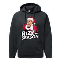 Trump Rizz The Season Funny Xmas With Santa Hat Performance Fleece Hoodie