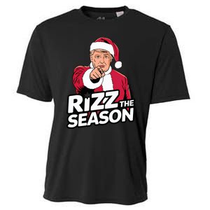 Trump Rizz The Season Funny Xmas With Santa Hat Cooling Performance Crew T-Shirt