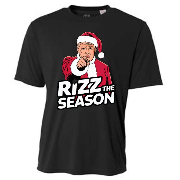 Trump Rizz The Season Funny Xmas With Santa Hat Cooling Performance Crew T-Shirt