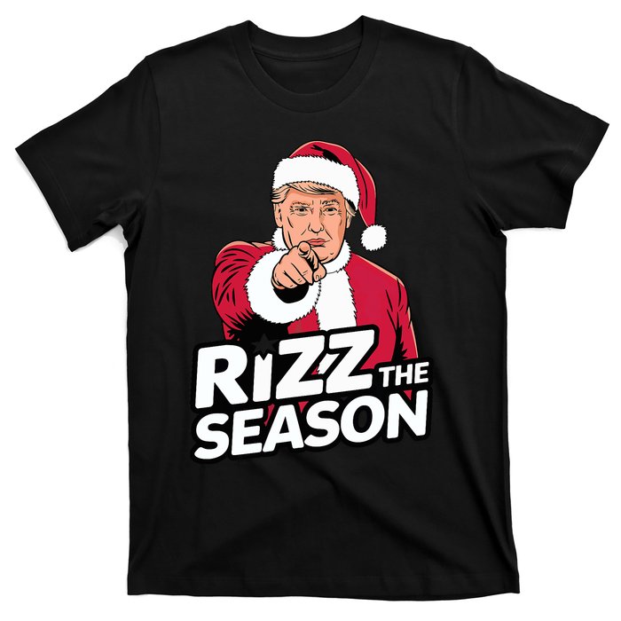 Trump Rizz The Season Funny Xmas With Santa Hat T-Shirt