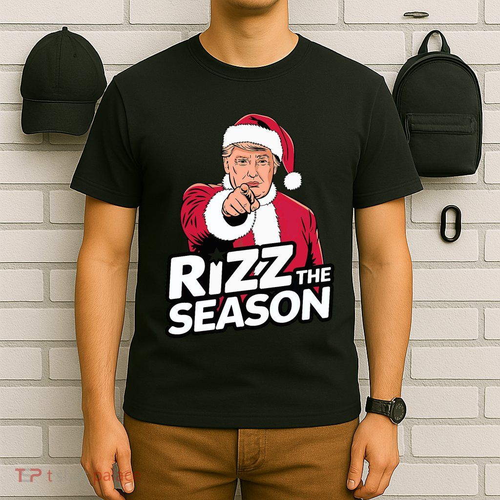 Trump Rizz The Season Funny Xmas With Santa Hat T-Shirt